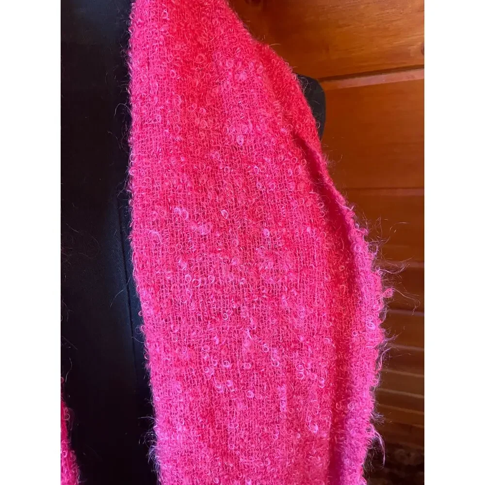 60s Mod Vintage Andrew Stewart Scotland Bright Pink Mohair Blend Shawl Scarf